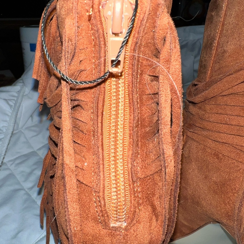 Just Fab Suede Style Open Toe Booties - Picture 5 of 10